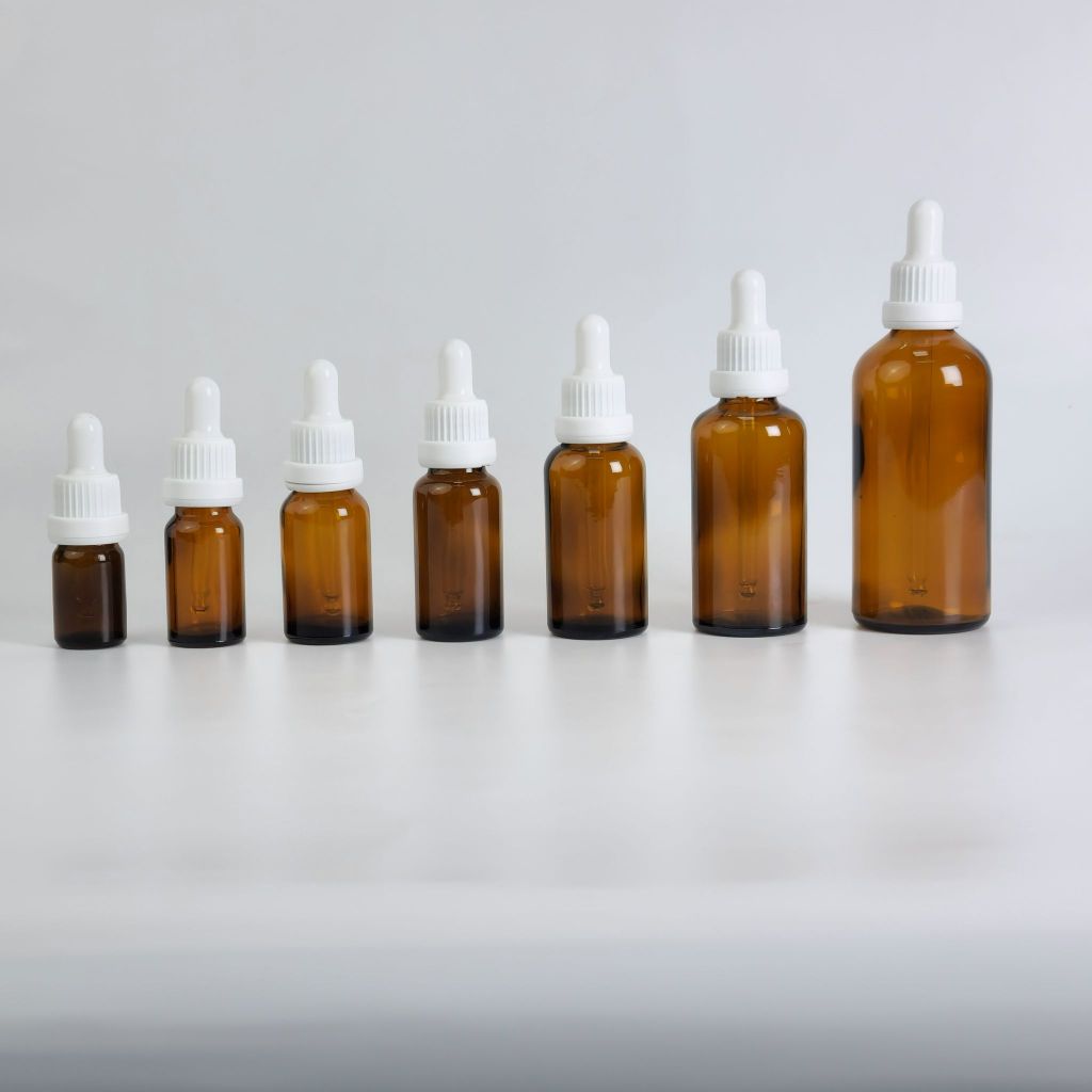 ขวดหัวบีบหยด ขวดแก้วสีชาYB18-T*30ml (ฝาขาวล็อค จุกขาว) หัวปั๊ม หัวหยด หัวบีบหยดสีขาว บรรจุครีม หลอดหยดแก้ว บรรจุของเ