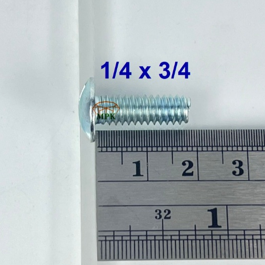 สกรูหัวกลมผ่าชุบขาว 1/4-20x3/4 1กล่อง (บรรจุ144ตัว)