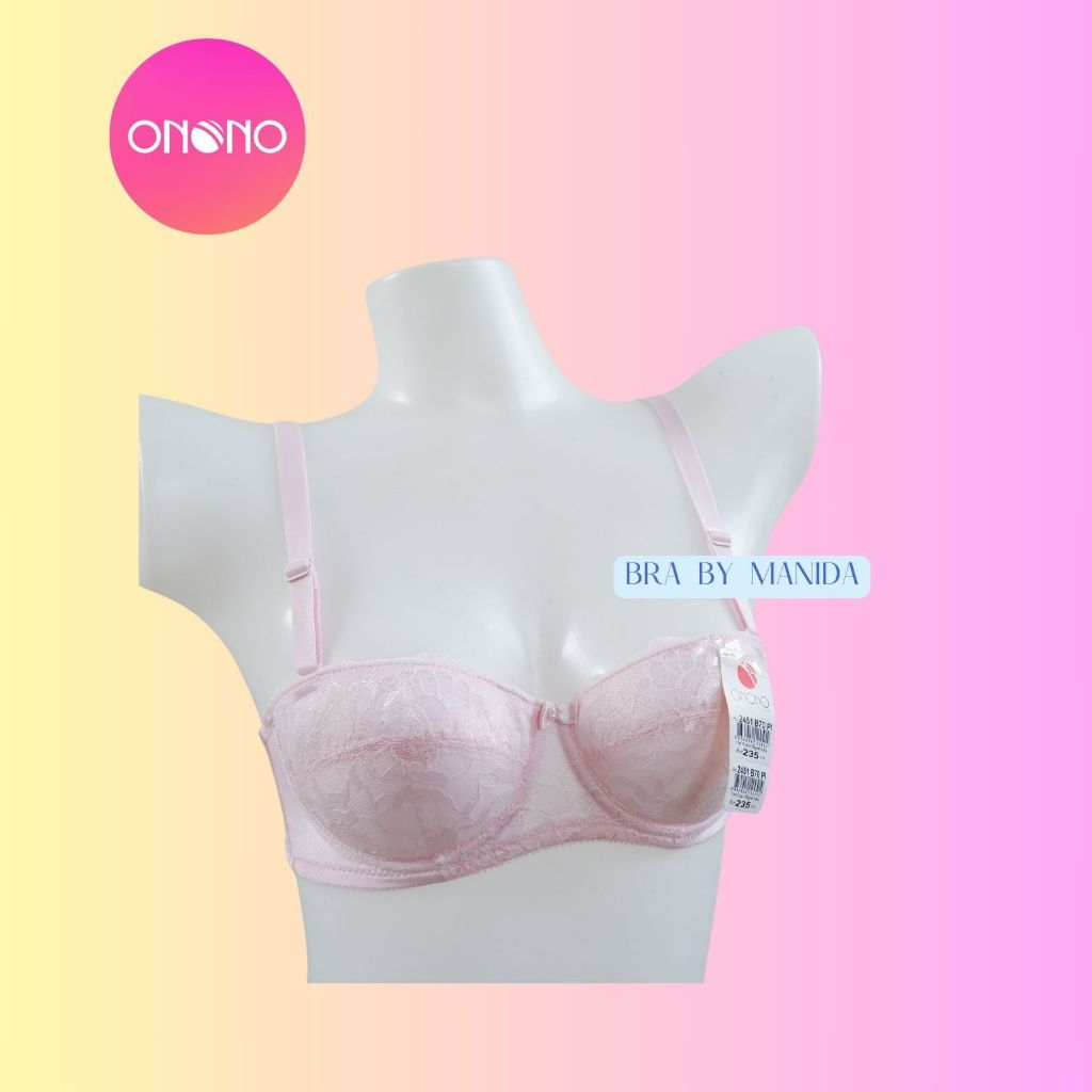 Onono- รหัส 2451 เสื้อชั้นใน แบบมีโครง 1/2 คัพ ฟองน้ำบาง สายถอดออกได้ ราคา 235 บาท