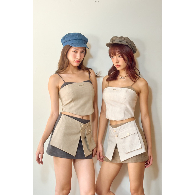 SHELBY (WHITE-BROWN/CREAM-GREY) SKIRT