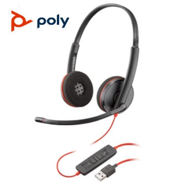 poly Blackwire 3220 หูฟังมีสายแบบครอบหู