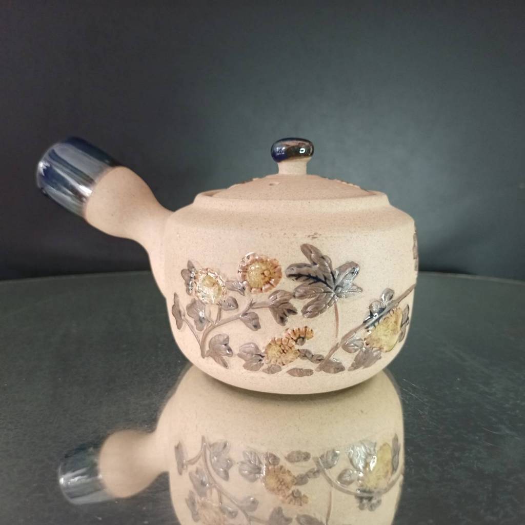 Teapot Kyusu Tokoname  - brown-flower pattern- # 200 ml cc
