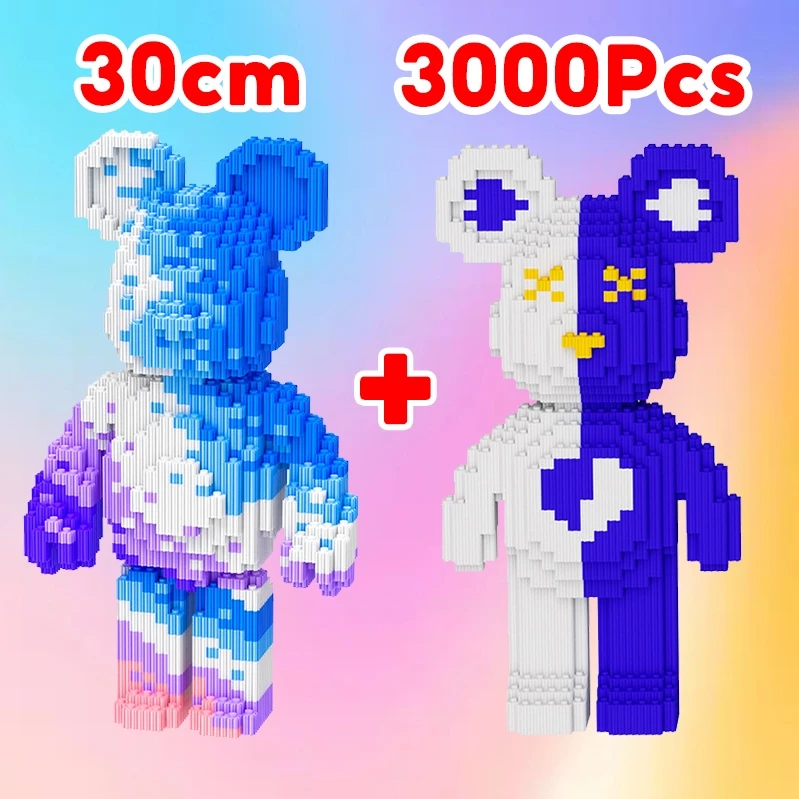 บล็อกตัวต่อ Bearbrick ชุด 2 ชิ้น บล็อกอาคาร 3D thumbnail 4