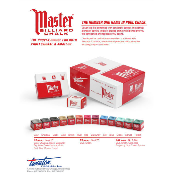 [ส่งด่วนใน 2 ชม.] Master Chalk ชอล์กฝนหัวคิว ชอล์กหัวกวาง Master by Tweeten USA (1 กล่อง 12 ก้อน)
