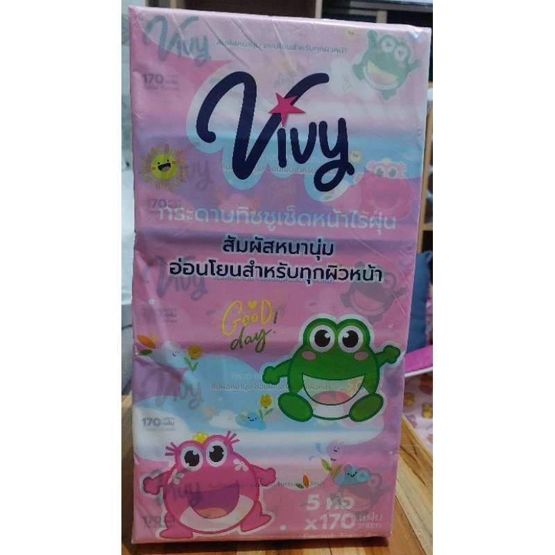 ทิชชู่วีวี 170 แผ่น หนา 2 ชั้น แบบแพค พร้อมส่ง