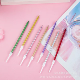 🔥พร้อมส่ง🔥เทียนวันเกิด เทียนดินสอเคลือบมุก เทียนวันเกิดแท่งเดียวสไตล์เกาหลี เทียนปักเค้ก เทียนหลากสี