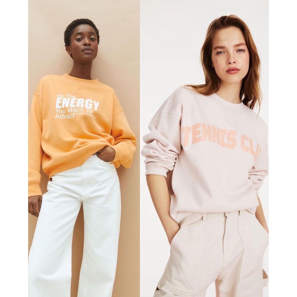 HM Sweatshirt Over Size แท้💯 เสื้อกันหนาวสีส้ม