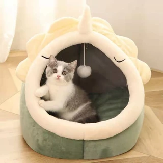 🐱ที่นอนแมว เตียงสุนัข ที่นอนสัตว์เลี้ยง กึ่งปิด แบบถอดออกได้ ให้ความอบอุ่น ล้างทําความสะอาดได้ สําหรับสุนัข แมว