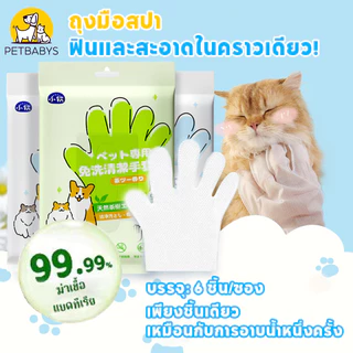 ถุงมืออาบน้ำแมว ถุงมือสัตว์เลี้ยงแบบใช้แล้วทิ้ง สุนัข 6ชิ้น/ห่อ ถุงมือเช็ดตั ใช้งานง่าย ไม่ระคายเคืองผิว