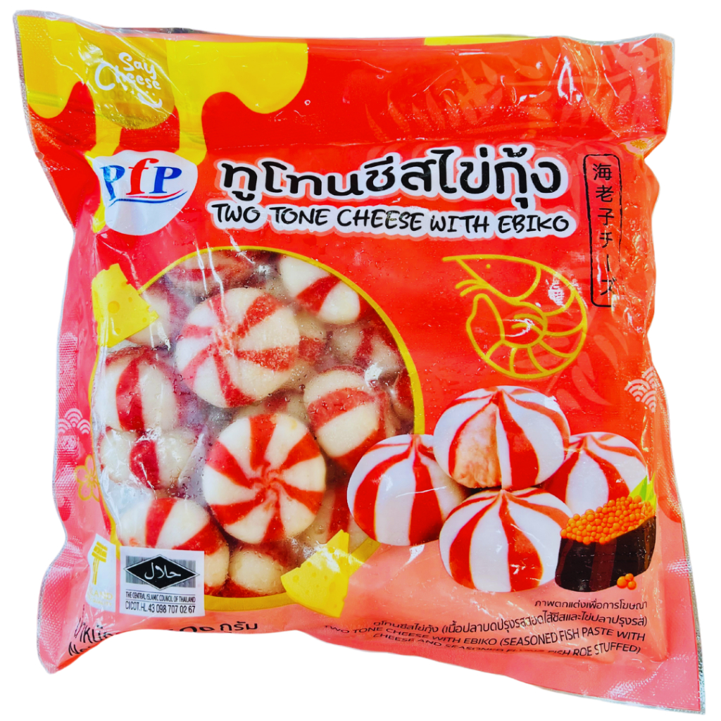 💥สั่งในไลฟ์ลด50%💥PFP ทูโทนชีสไข่กุ้ง 500 g/26-28ลูก <เวฟ1-2นาทีก่อนทาน> อร่อย หอมชีสและไข่กุ้งเข้ากันที่สุด มีฮาลาล