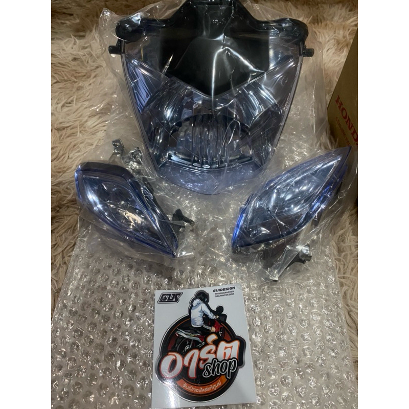 ชุดโคมไฟหน้าWave125R/หน้าแหลม(สีฟ้า)พร้อมเลี้ยวWave125s/แท้เบิกศูนย์ HONDA