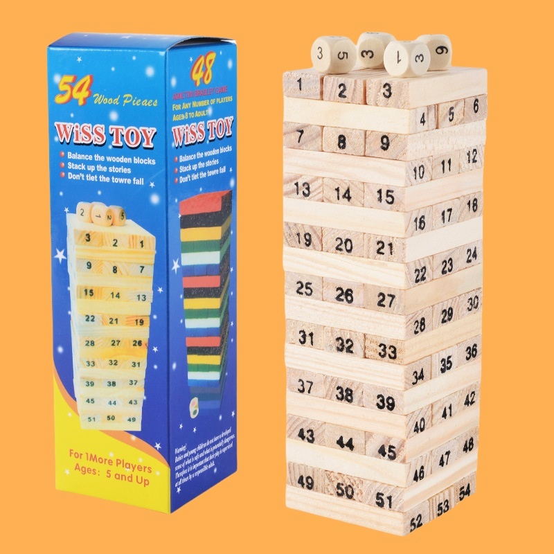 ของเล่นไม้ ของเล่นเด็กผญ เกมครอบครัว 54 เม็ด น่าสนใจ ซ้อนสูง