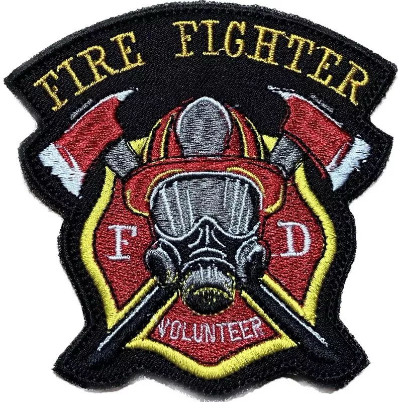 อาสาสมัคร นักด้บเพลิง volunteer fire fighter แบบเย็บติด ขนาด 9x9 cm