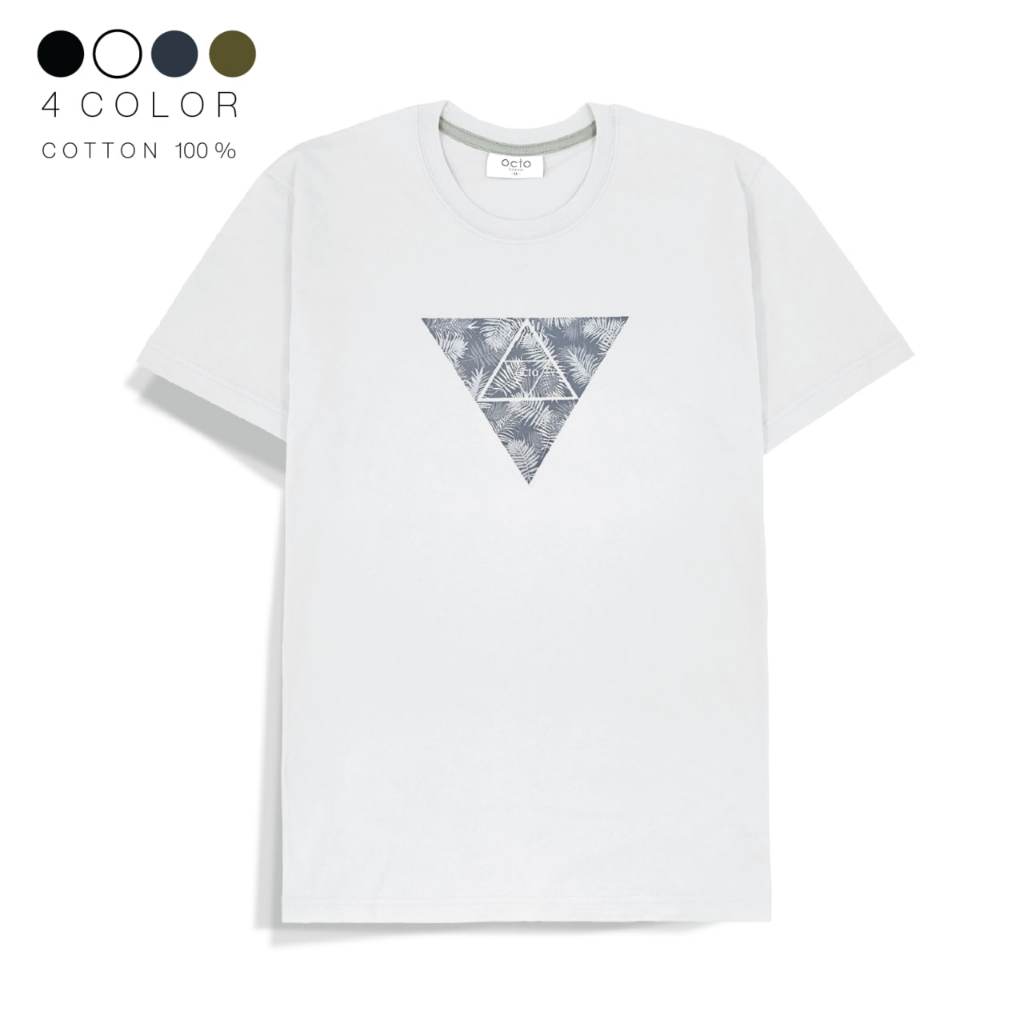octo TOKYO เสื้อยืดแขนสั้นสกรีนลาย Triangle ผ้านุ่มคอตตอน 100%