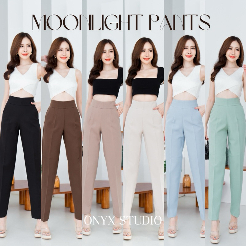 Moonlight Pants กางเกงผ้าไมโครซิปหลัง (S-3XL) เนื้อผ้าไมโครยืดหยุ่นดี ทิ้งตัว มีซิปหลัง