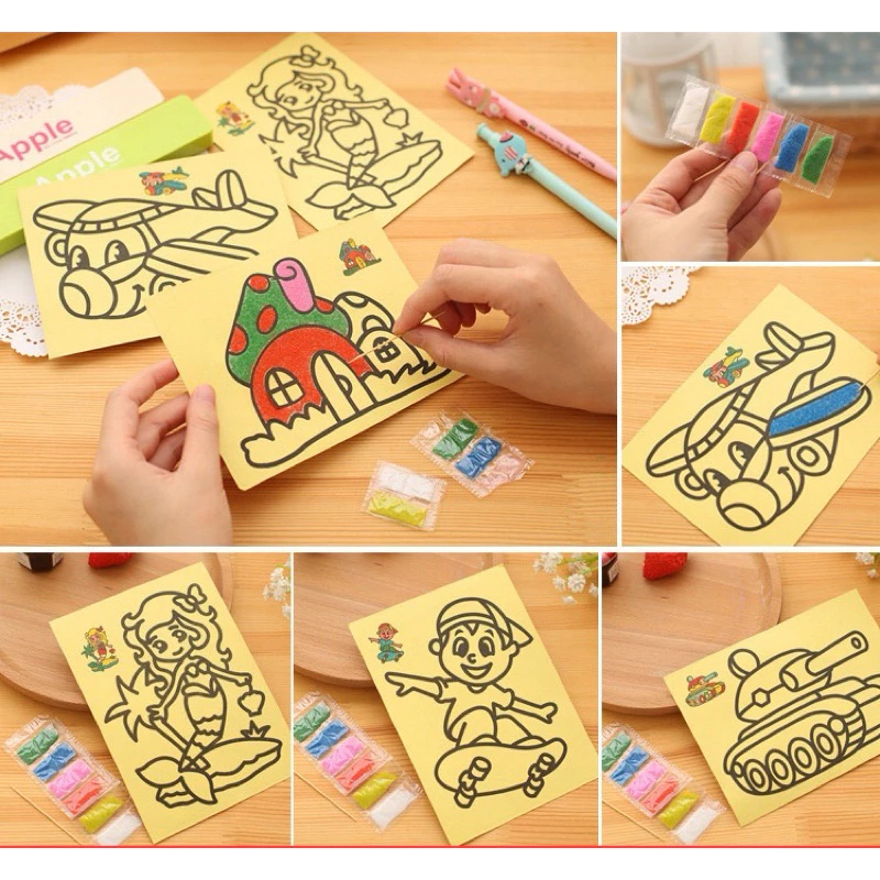 ทรายระบายสีการ์ตูน คละลาย 1แผ่นพร้อมสี thumbnail 3