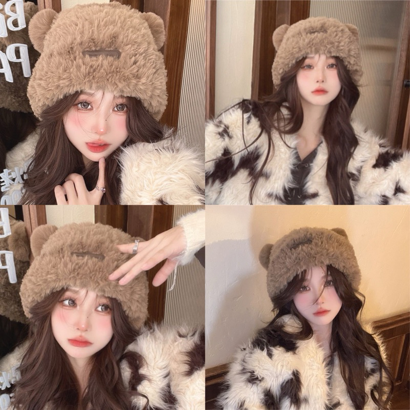 (NJ) หมวกกันหนาว ทรงบินนี่ ขนฟูนุ่ม (หูหมี) - รูปที่ 2