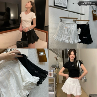 Gang_jeans#108(K) กระโปรงลูกไม้ แต่งจีบหน้า งานระบายลูกไม้ ง…