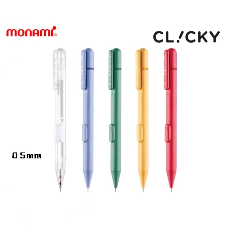 Monami ดินสอกด รุ่น CLICKY ขนาดเส้น 0.5 มม. ดินสอกดคลิ๊กข้าง สีสันสดใส (ราคาต่อ 1 แท่ง)