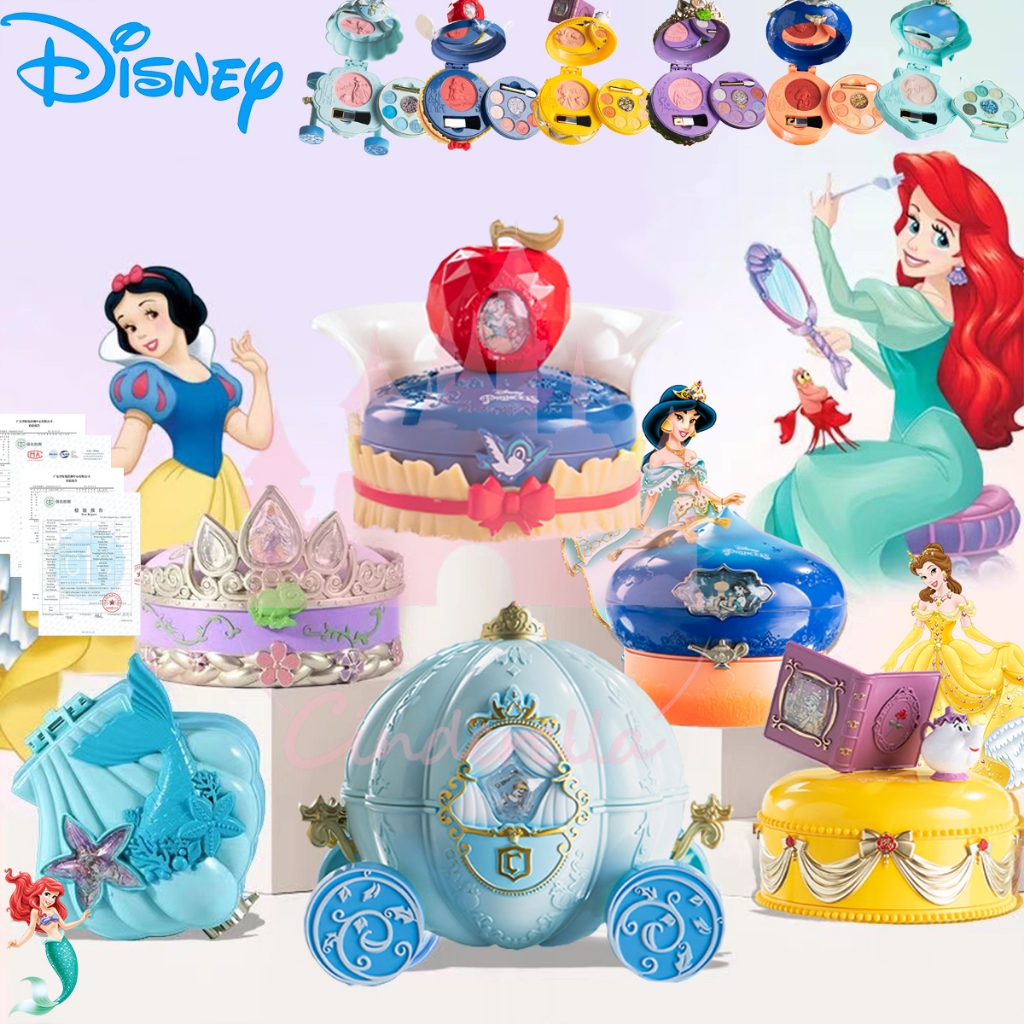 Disney ชุดแต่งหน้าเจ้าหญิง ของเล่นเด็กผู้หญิง เครื่องสำอาง อายแชโดว์ แป้ง บลัชออน ของเล่นแกล้งทำเป็นสำหรับเด็ก