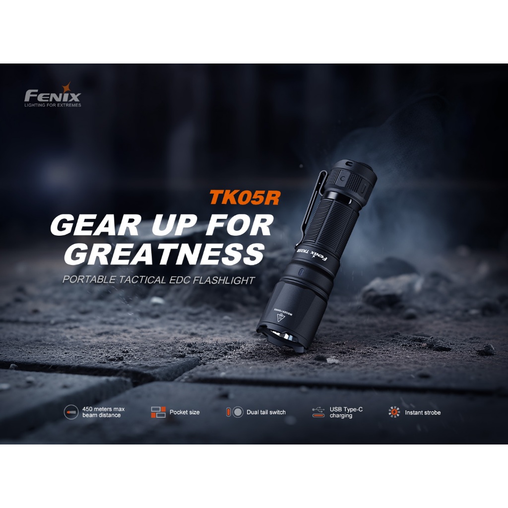 ไฟฉาย FENIX TK05R สว่าง 1000 LUMENS L ส่องไกล 450 เมตร
