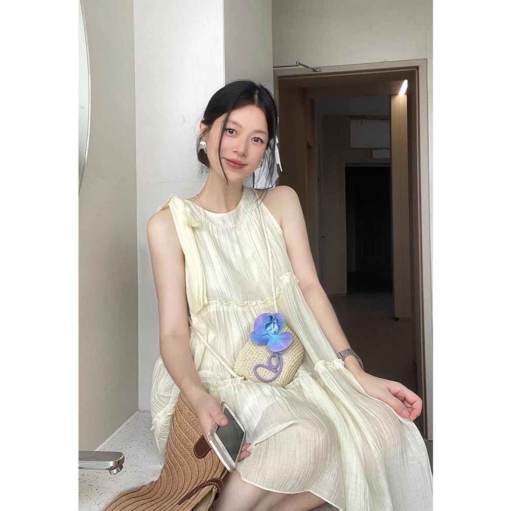 CHAWY Chiffon cute dress C4545 มินิเดรสสั้น มินิเดรสสั้นชีฟอง มี 2 สี เบจ ชมพู