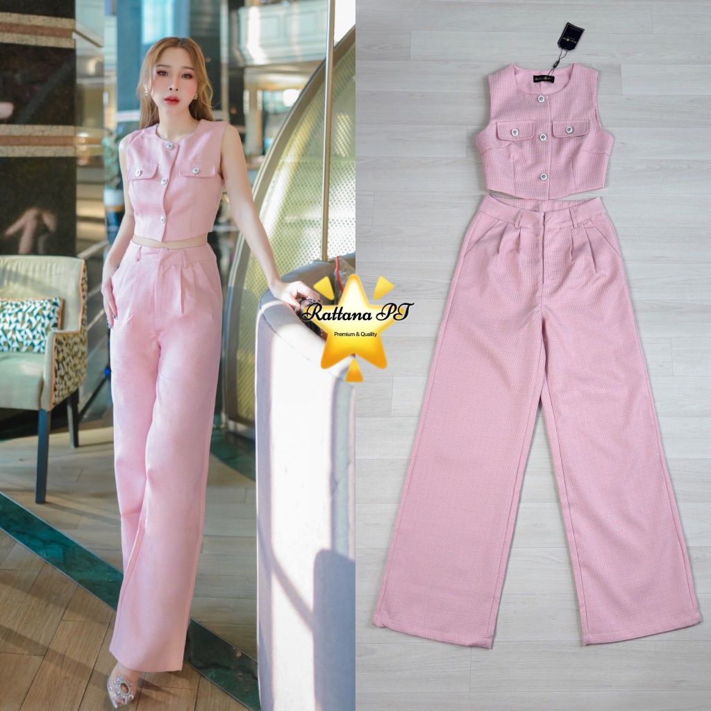 RTN092 Size XL Rattana PT Brand set 2 pcs เสื้อแขนกุด + กางเกงขายาว [2PM] Lady Lady