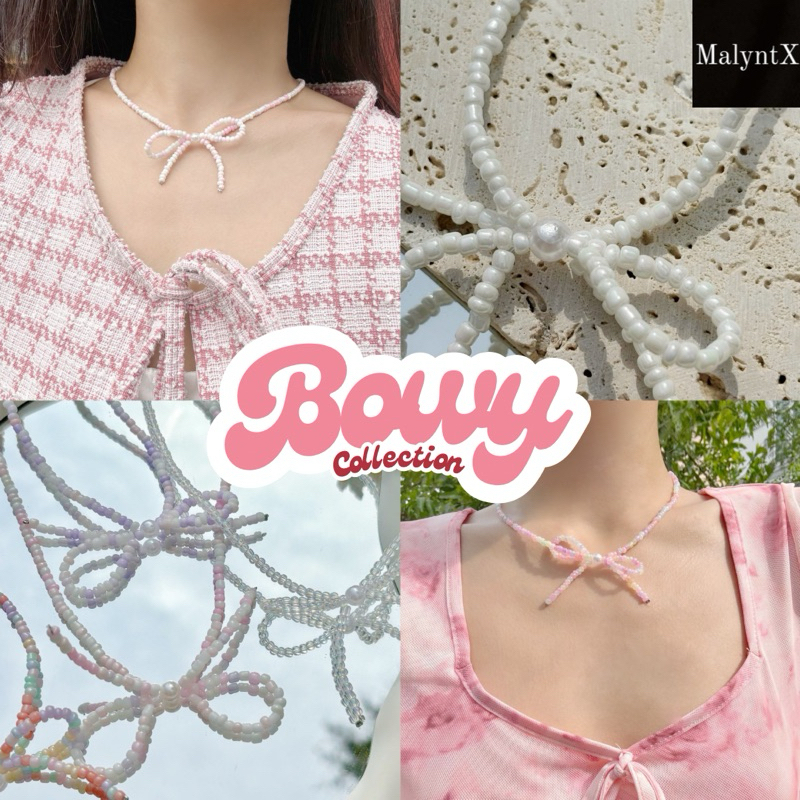 ส่งจากกทม. Bowy Collection สร้อยคอโบว์ โชกเกอร์โบว์ ประดับลูกปัด