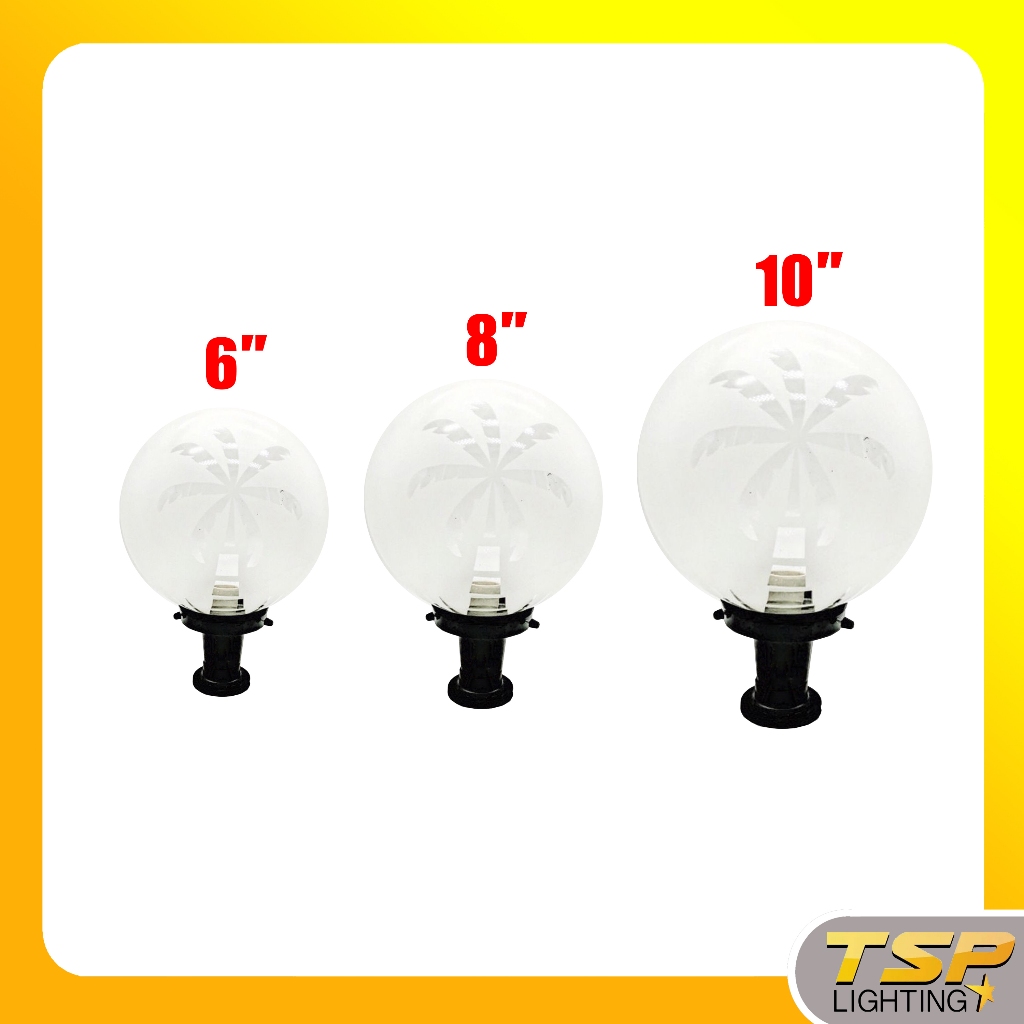 TSP Lighting โคมไฟหัวเสาแก้วกลม ลายต้นมะพร้าว TSP
