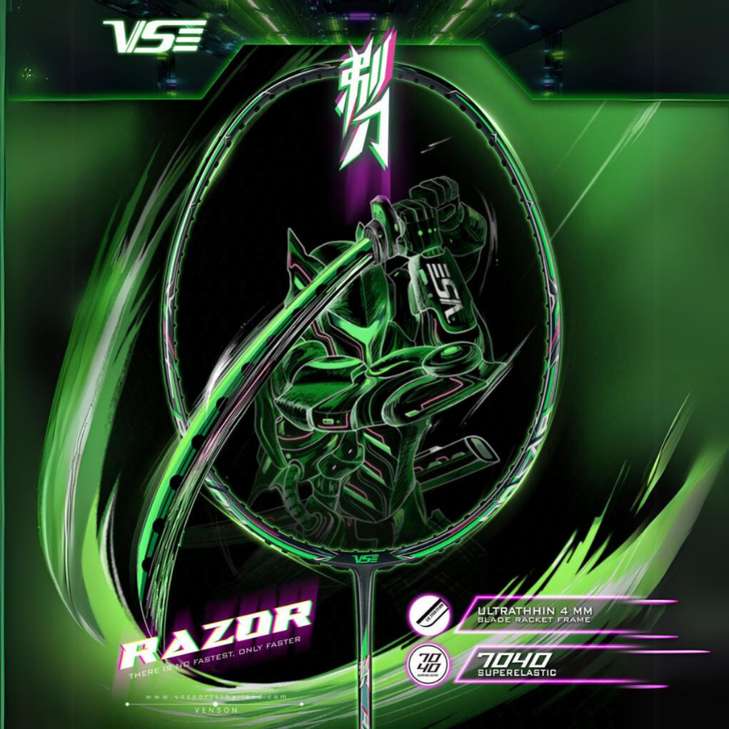 VENSON ไม้แบดมินตัน VS รุ่น Razor (เขียว) ฟรี! เอ็น/ซอง/ที่พันด้าม/ ประกัน 6เดือน