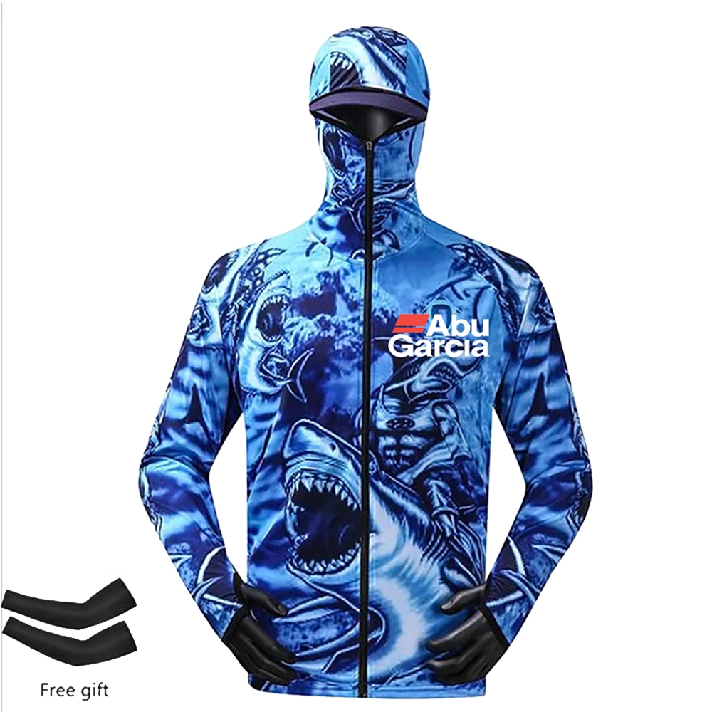 ABU GARCIA เสื้อยืด แขนยาว มีหมวก ป้องกันรังสี UV แห้งเร็ว สำหรับตกปลา