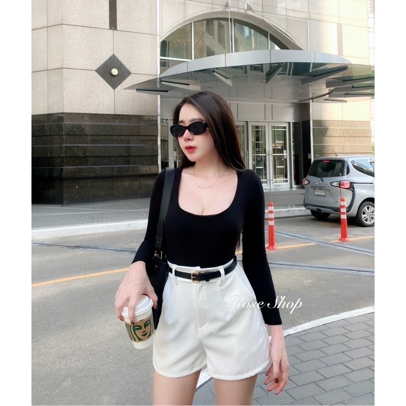Phapassz - เซท2ชิ้น บอดี้สูท กางเกงขาสั้น ผ้าบาบี้เนื้อสวย ลุคนี้สวยไฮโซค่ะ สวยปัง Roseshop
