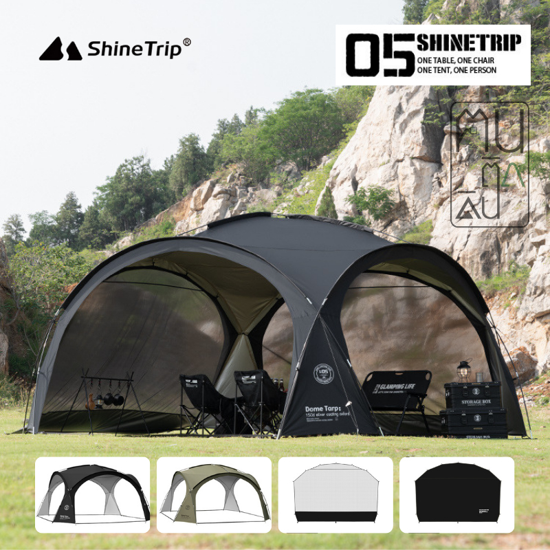 โดมแคมป์ปิ้ง Shine Trip Dome Canopy ทาร์ปทรงโดม เต๊นท์โดม ม่านบังแดด อุปกรณ์ครบพร้อมกาง
