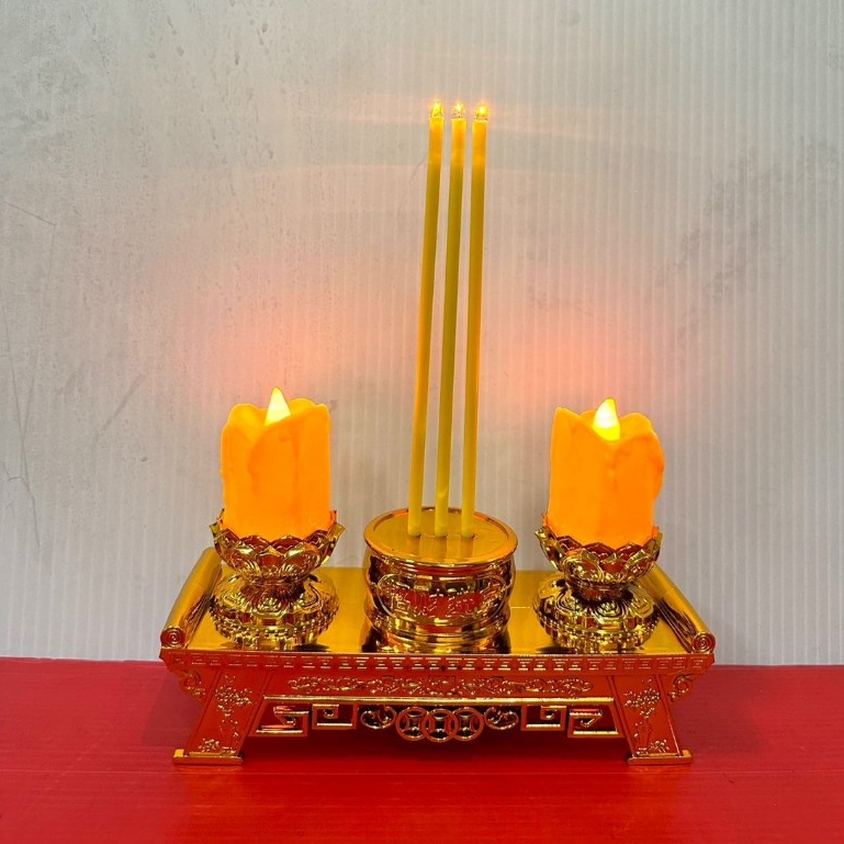 ธูปเทียนไฟฟ้า LED ธูปเทียน ใส่ถ่าน ไหว้พระ ไหว้เจ้า สีเหลือง/สีแดง สูง 9 นิ้ว