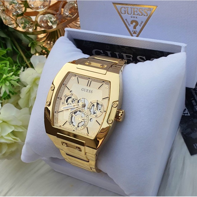 GUESS PHOENIX GW0456G2 ✨ นาฬิกาทรง Richard Mille แสตนเลสทอง หน้าทอง ขนาด 43 mm.​
