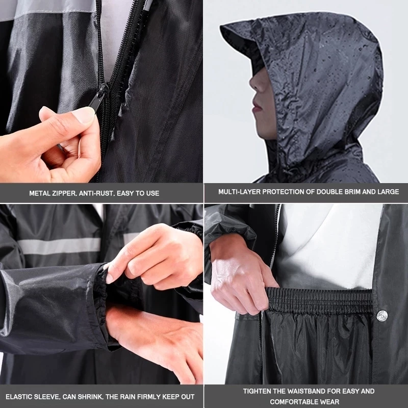 Shopex ชุดกันฝน เสื้อ+กางเกง แถบสะท้อนแสง หมวกติดเสื้อ thumbnail 5