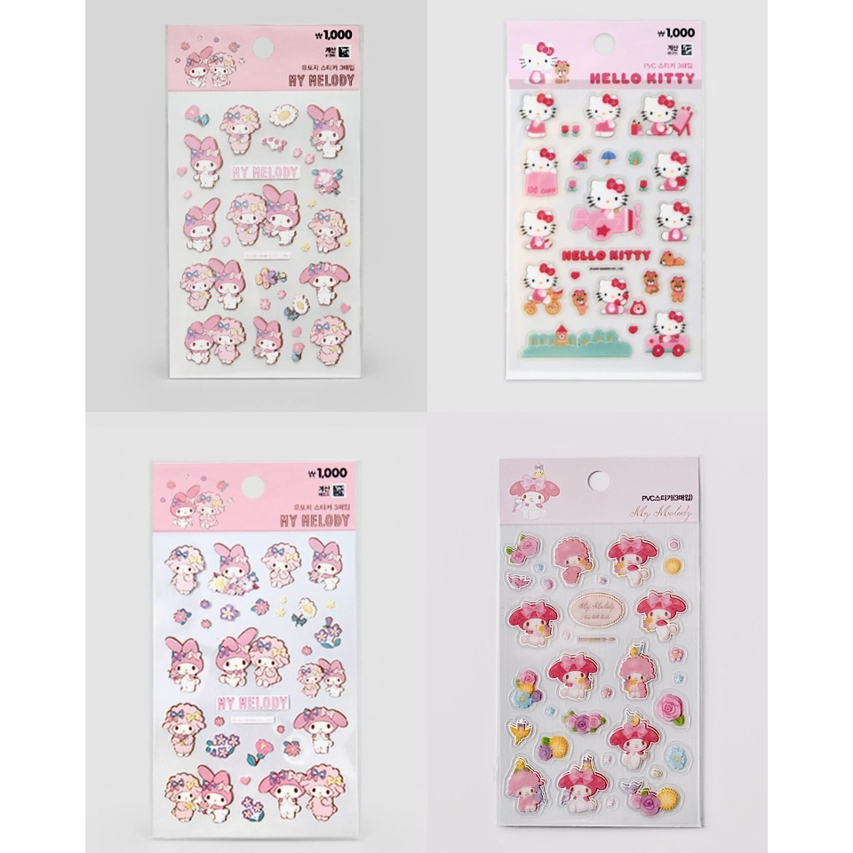 พร้อมส่ง สติกเกอร์ Stickers Sanrio Daiso🇰🇷 *1เเพ็คมี3เเผ่น*