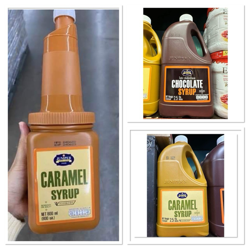 คาราเมล ไซรัป ตรา จูนิเจอร์ 800 Ml. Juniper Caramel Syrub / Chocolate Syrup 2.5 Kg ไซรัป กลิ่นช็อกโก