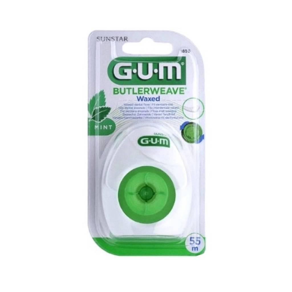 GUM Dental Floss Mint 1855 กัม ไหมขัดฟัน เคลือบรสมินท์ ความยาว 60 หลา 1 ชิ้น (09890)