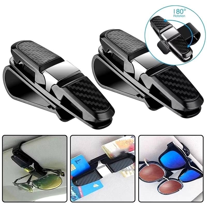 twoway glasses car holder clip ที่เก็บแว่นตาในรถยนต์ ติดกับที่บังแดดในรถ ใช้สะดวก แว่นตา แว่นกันแดด บัตรต่าง เก็บ2ด้าน
