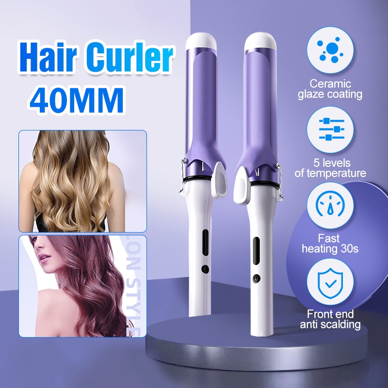 เครื่องม้วนผม 40mm ที่ม้วนผม ไม่ทำร้ายเส้นผม เซรามิก 5 ระดับ แบบเปียกและแบบแห้ง ใช้ง่าย