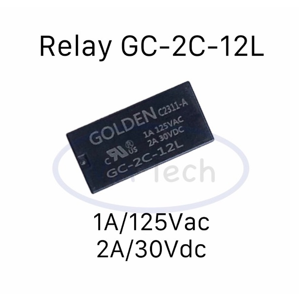 Golden รีเลย์ GC-2C-12L Relay 1A/125Vac 2A/30Vdc 8ขา 1A/12V 8Pins จำนวน 1 ชิ้น