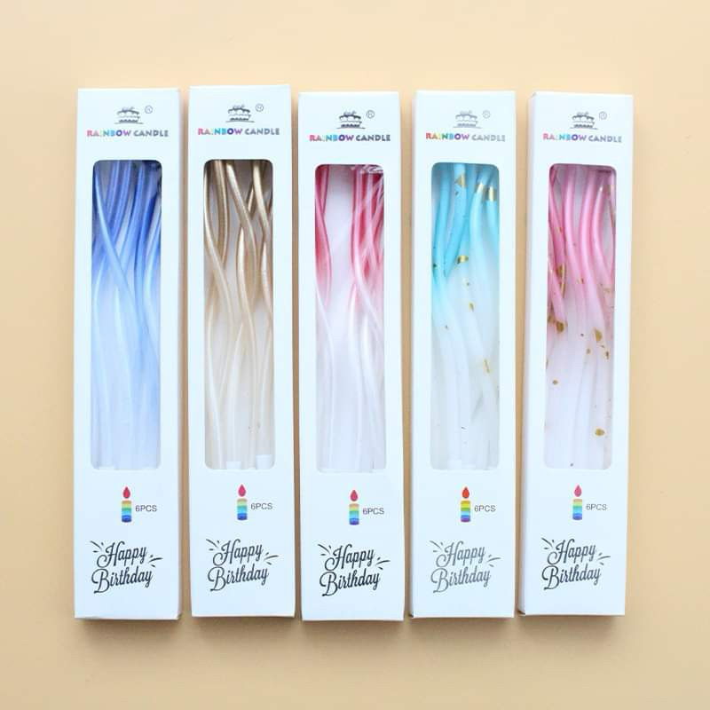 เทียนวันเกิดทูโทนไล่สี เล่นระดับสำหรับตกแต่งเค้ก เทียนวันเกิดแฟนซี