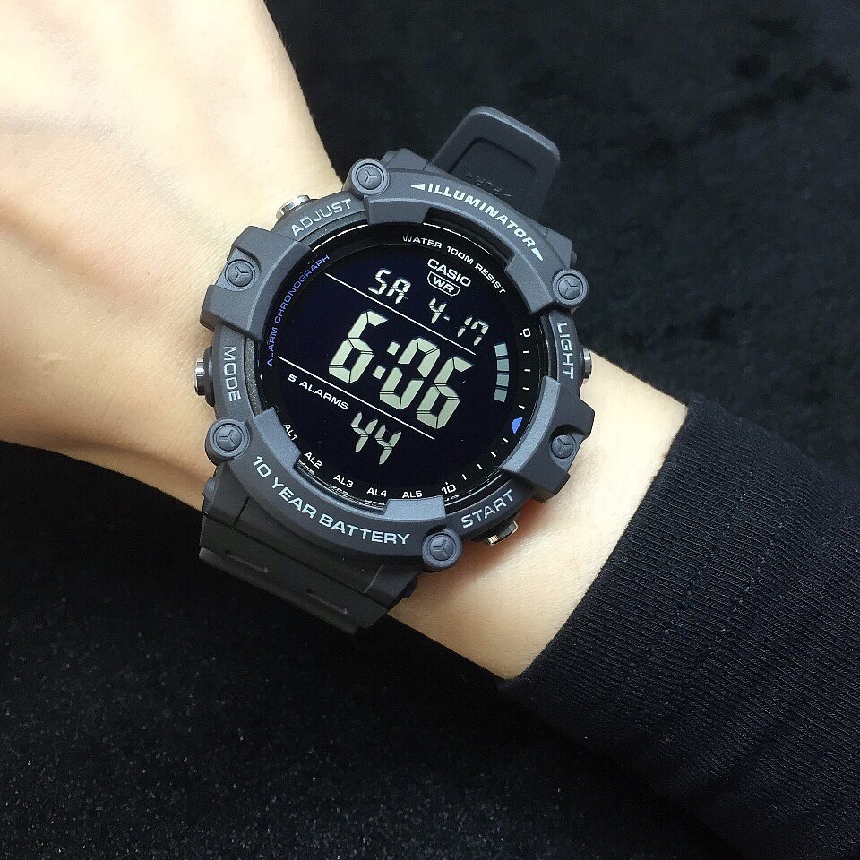 casio ของแท้ประกันศูนย์ นาฬิกาคาสิโอ กันน้ำ100m ผู้ชาย รุ่น AE-1500WH, AE-1500WHX / SMILEYTIME ประกันศูนย์cmg/c-thong
