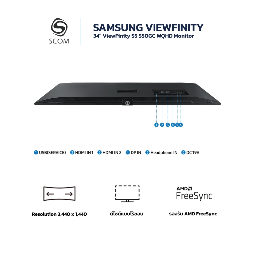(MONITOR) SAMSUNG 34" ViewFinity S5 S50GC WQHD Monitor