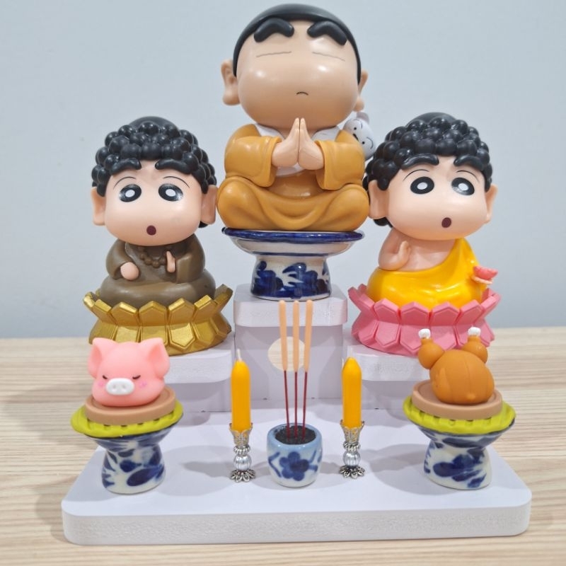 หลวงพี่ชินจัง พระชินจัง โมเดลตั้งโชว์ ของสะสม ของขวัญ รุ่นสามประสานรอยยิ้ม ครบชุดตามภาพทุกอย่าง - รูปที่ 6