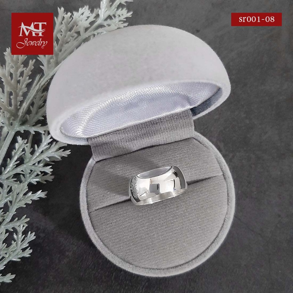 MT แหวนเงินแท้ แหวนเกลี้ยง หน้าโค้ง หน้ากว้าง 8 มม ไซส์ 51 54 55 56 Silver Ring (sr001-08) MT Jewelry มณีธารา