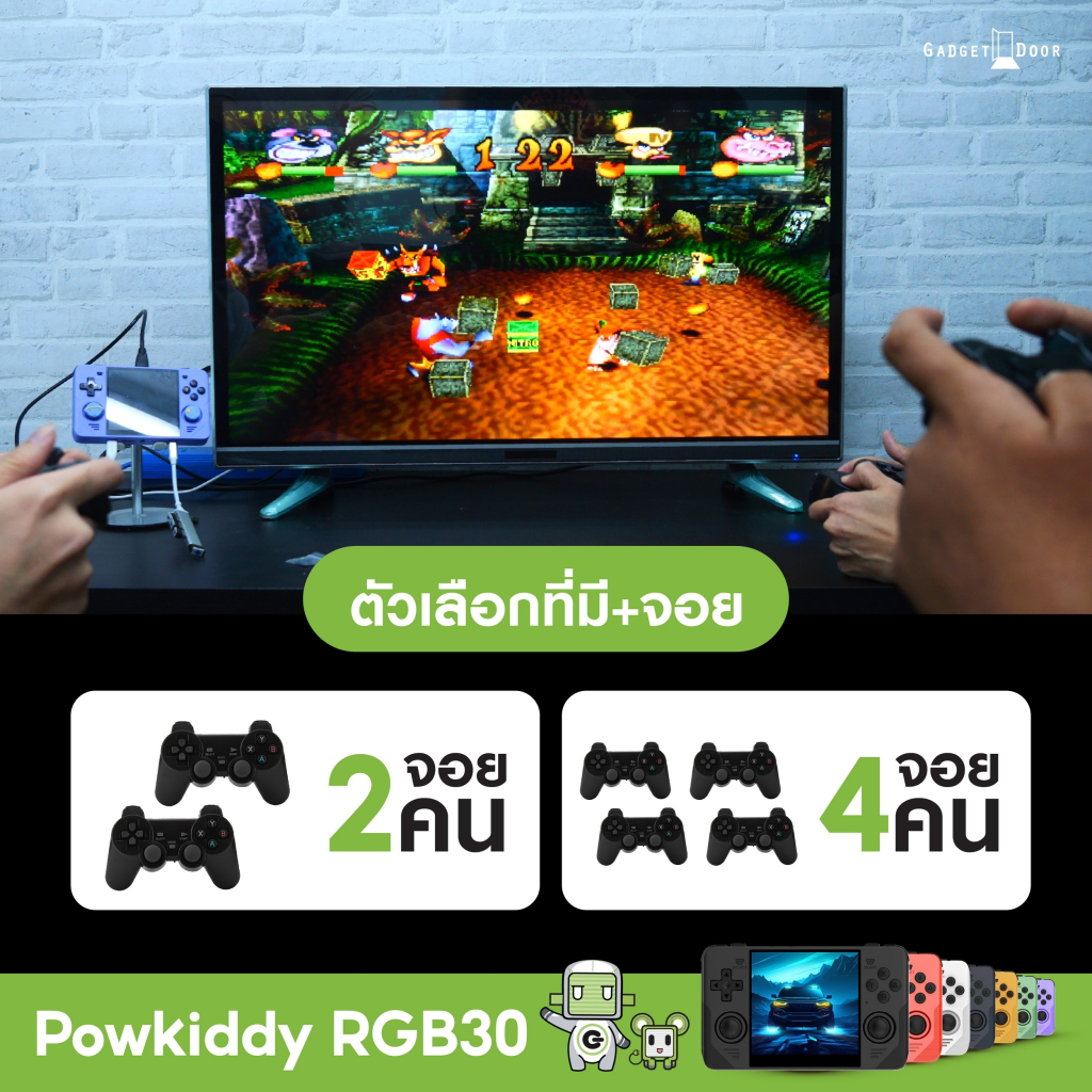 [แถมฟรีสกิน399/พร้อมส่ง] Powkiddy RGB30 เครื่องเกมพกพา ทรงน่ารัก หน้าจอ 4 นิ้ว สัดส่วน 1:1 รองรับเกม NDS N64 PS1 PSP