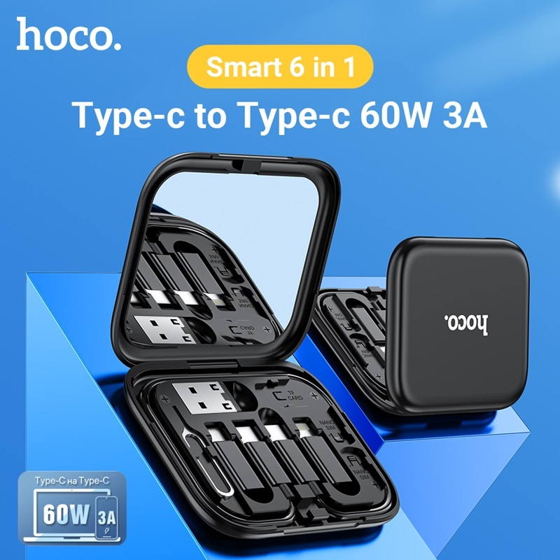 HOCO U114 สายชาร์จ กล่องอเนกประสงค์ ชาร์จเร็ว 60W 3A Type-C to Type-C ตัวแปลงหัวชาร์จ สำหรับ iOS และ Micro