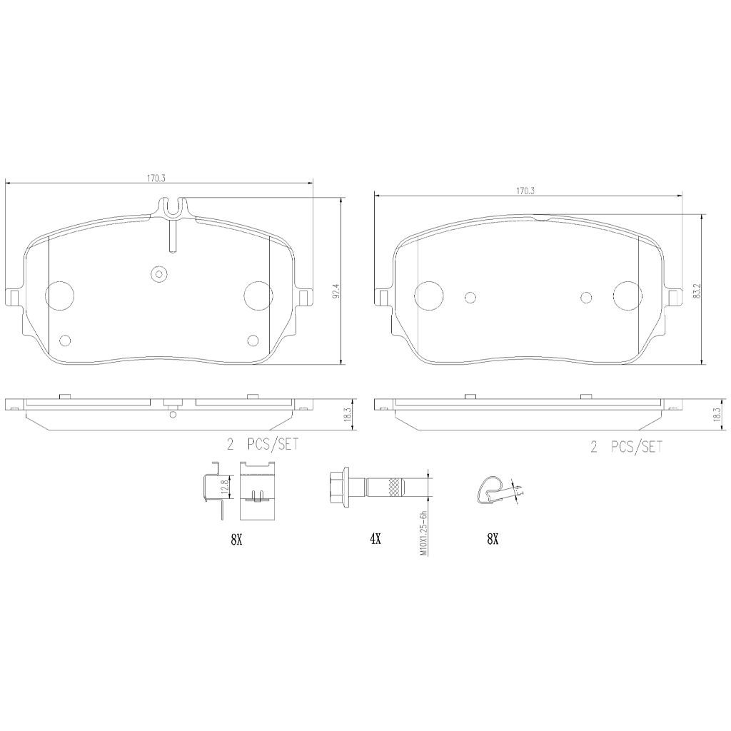 ผ้าดิสเบรคหน้า BENZ GLE V167 C167 GLS X167 2019- 350d 400d 450 580 EQ Boost AMG53 AMG63 Maybach